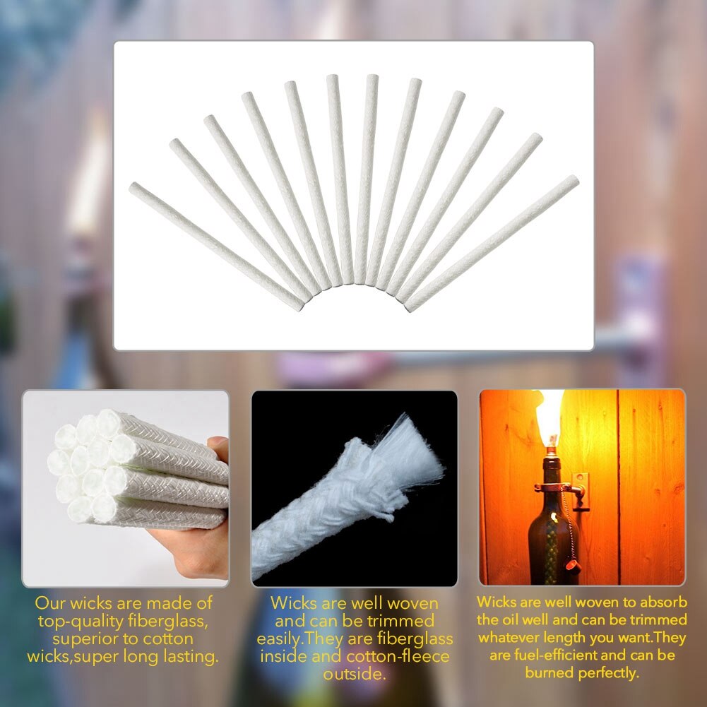 12PCS/Set Replacement Fiberglass Wick For Wine Bottle Wick Burner Soft