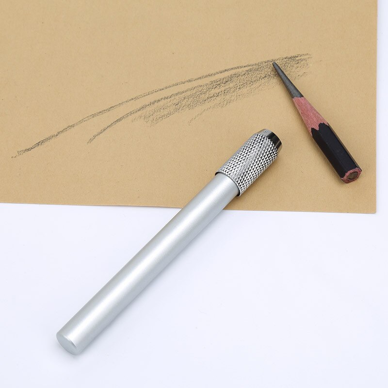 1 farve metal blyantforlænger enkelt hoved blyantforlænger stativ skitse tegning kunst skriveværktøj blyantstik forlængelsesstang: 1 sølv