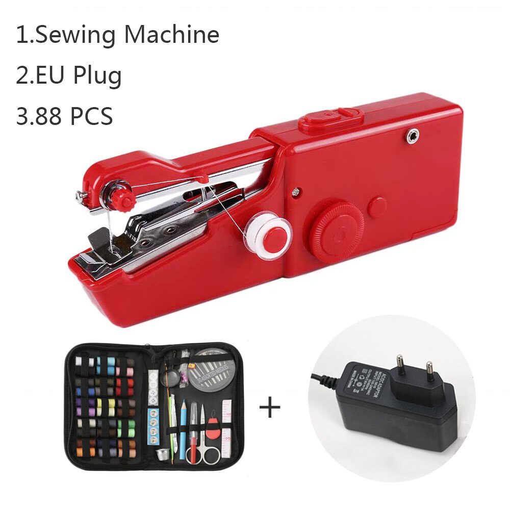 INNE Portable Mini Hand Sewing Machine Household Electric Quick Repair Clothes Straight Stitch Needlework Tool DIY Accessories: EU 88thread machine
