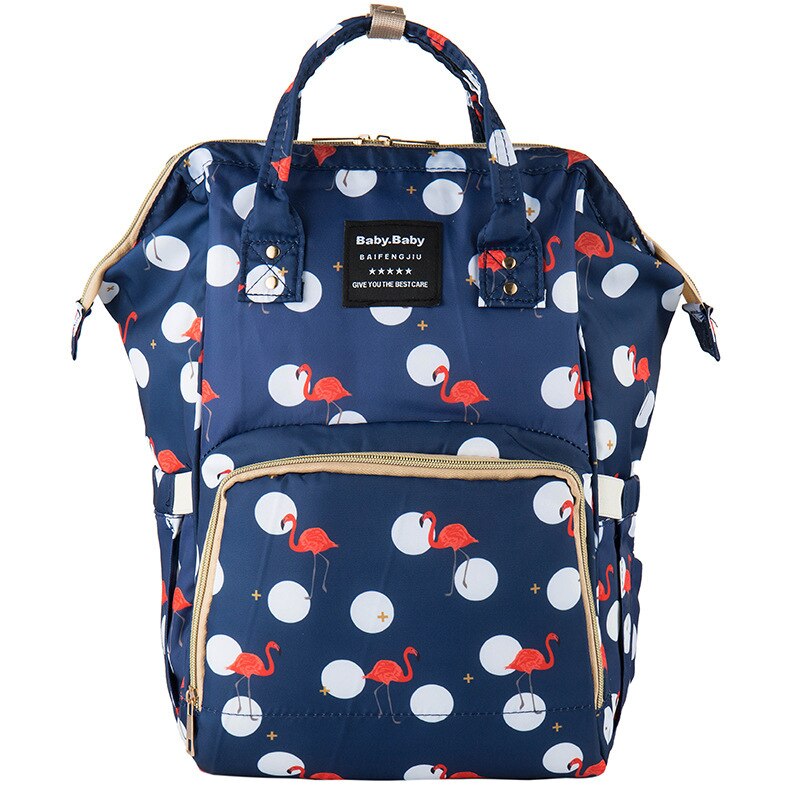 Stijl Gedrukt Multi-Functionele Mummie Zak Verpleging Mother 'S Zak Moederschap Pakket Verkoop Baoma Mode Rugzak: Flamingo Dark Blue
