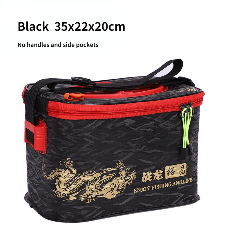 eva thickened folding fish box fishing tackle barrel integrated fishing box: Black 35cm