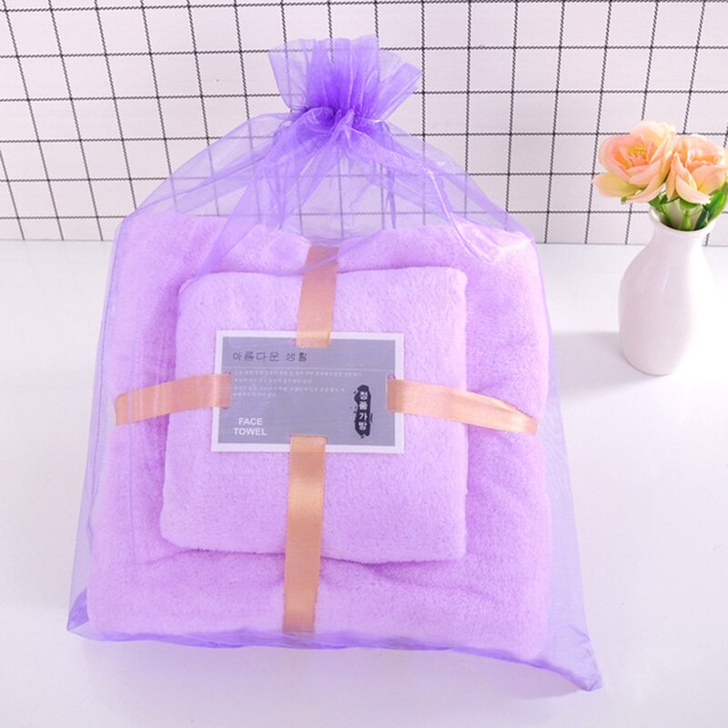 Luxe Coral Fleece Badhanddoek Set Super Absorberende Sneldrogende Microfiber Handdoeken Voor Volwassen Strand Badstof Handdoeken Voor Badkamer 2 stuks: Purple