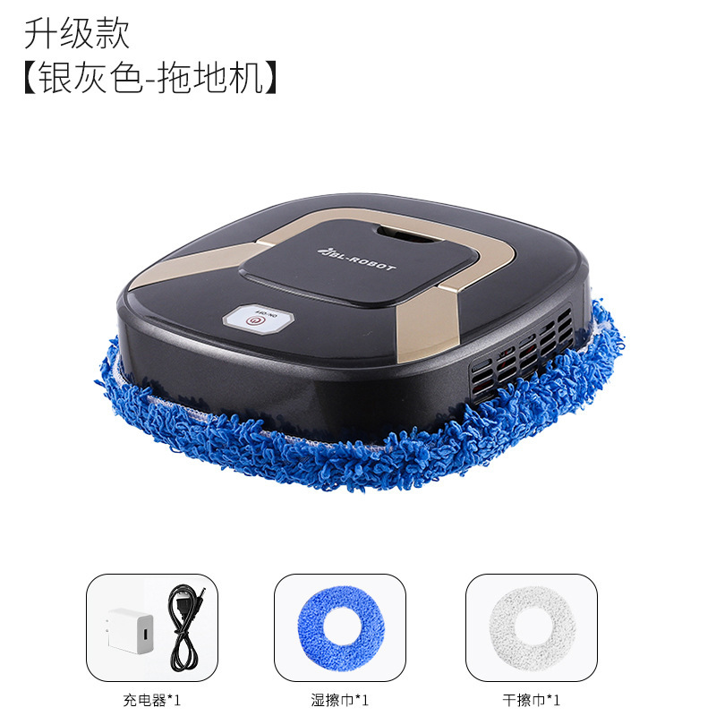 Robot de balayage automatique à sec et humide pour la maison, 1500mAh, serpillière électrique, lavage de sol, serpillière rotative autonettoyante: Upgrade dark gray
