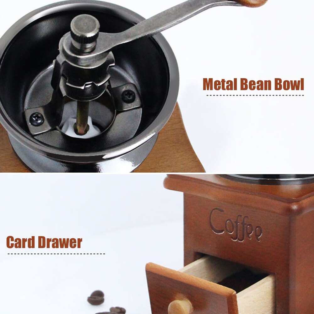 1 pz macinacaffè Vintage ▾ macinacaffè manuale in legno macinacaffè in acciaio inossidabile retrò macinacaffè mini macinacaffè