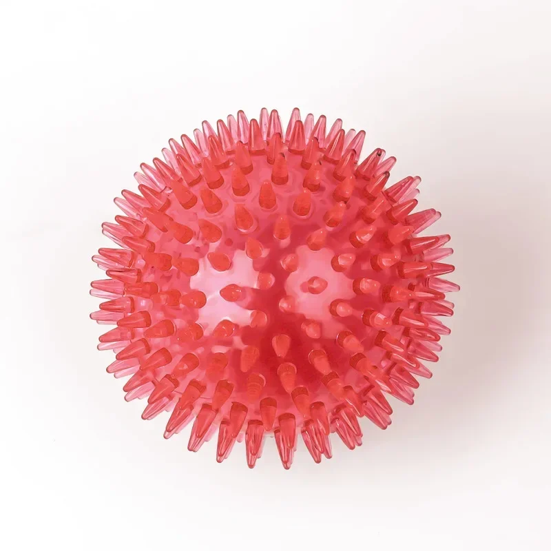 Brinquedos para cães de estimação, gato, filhote de cachorro, brinquedo com som de bolinhas, bola de limpeza de dentes estridentes, treinamento tpr, brinquedo de mastigar, bolas de espinhos, acessórios: XS / Vermelho