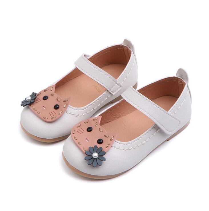 Vår og sommer jentesko låve jenter prinsesse flate sko 21-30 rosa beige sandaler: beige / 7