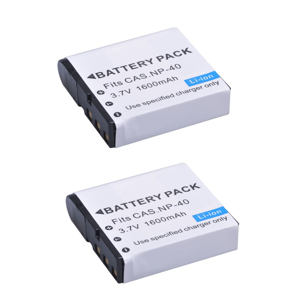 1600mAh NP-40 NP40 Battery for Casio EX-Z30 Z40 Z50 Z55 Z57 Z400 Z750 Z850 FC100 FC150 FC160S P505 P600 P700 Z300 Z600 PM200.: 2 Batteries