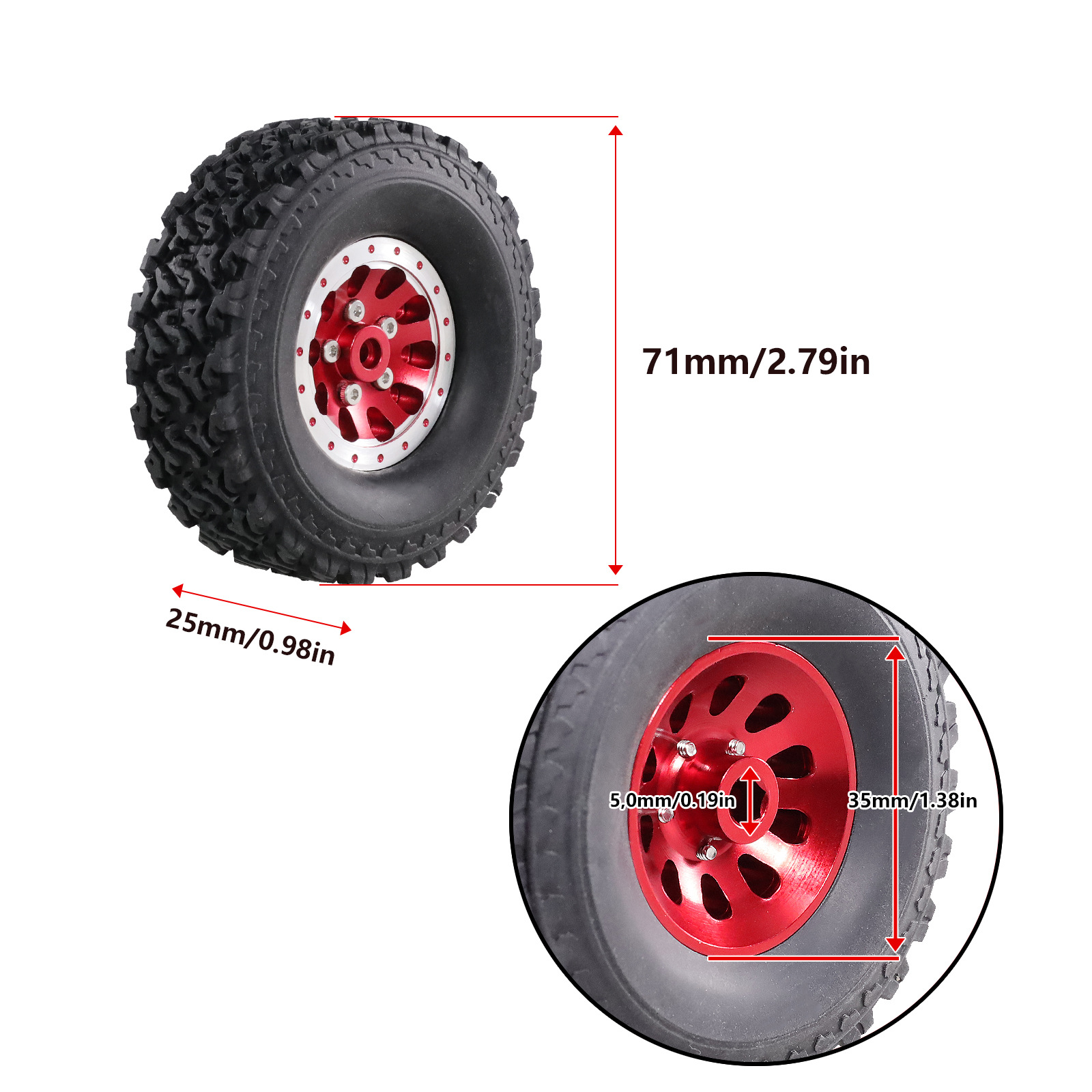 4Pcs Metal Beadlock Wheel Hub Wheel Rim And Rubber Tire For WPL C14 C24 B14 B24 B36 MN D90 MN99S RC Car Upgrade Parts