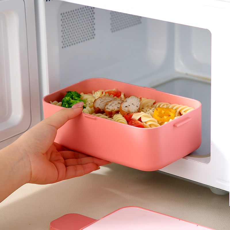 Boîte à lunch portable en fibre de bambou 3 en 1, double couche, bento, micro-ondes, cuillère, fourchette, femme, fille, école, enfant, pique-nique