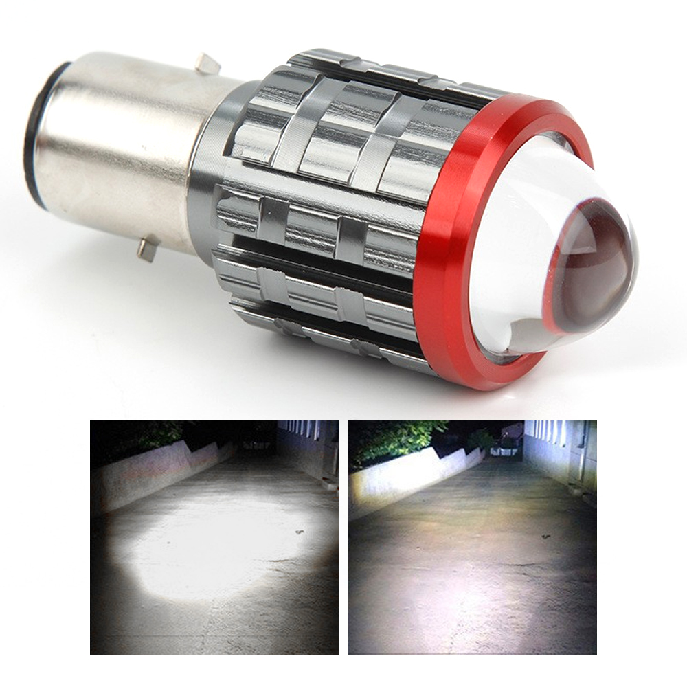 H4 LED motocicleta H6 LED Moto faro blanco amarillo bombillas lente lámpara de haz alto y bajo lámpara de motocicleta Scooter triciclo: Verde militar