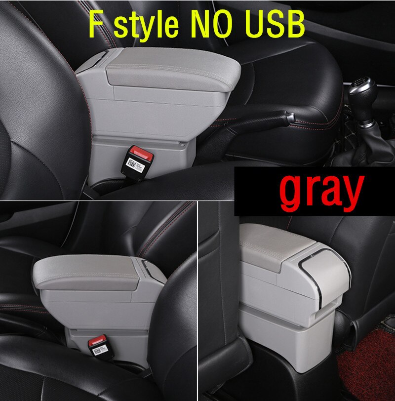 For Dacia Sandero armrest box central Store content Storage box Dacia stepway armrest box with cup holder ashtray 9USB interface: F style gray