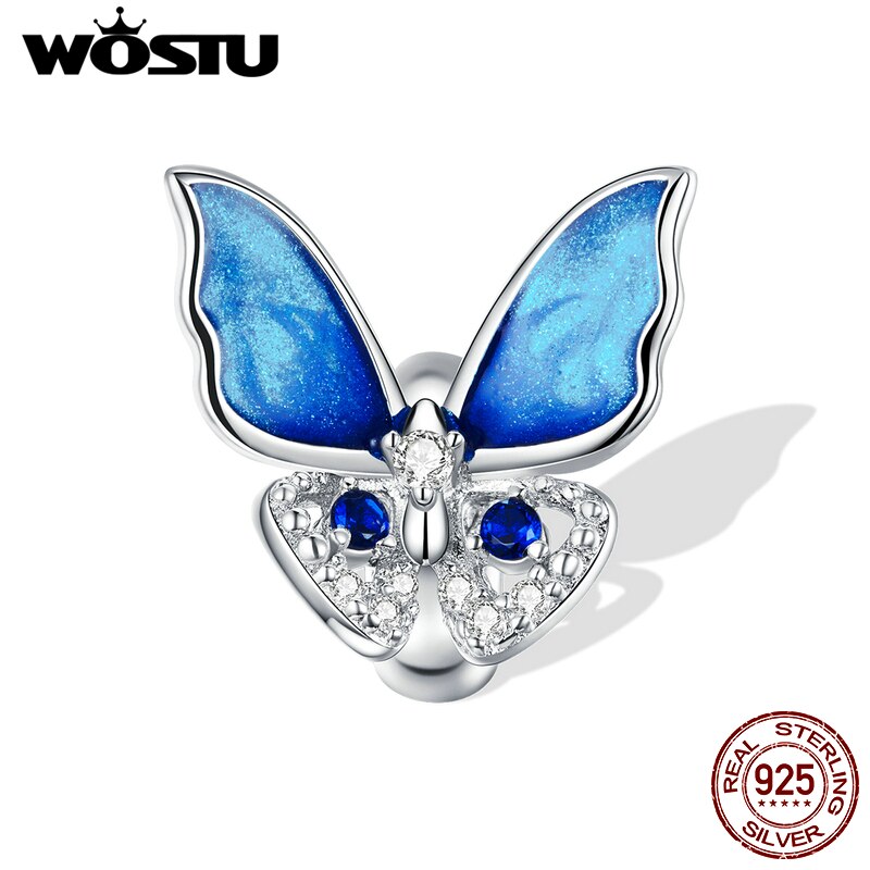 WOSTU-Colgante de Plata de Ley 925 auténtica para mujer, dije de mariquita y mariposa, apto para pulseras, fabricación de joyería DIY, para: DAC405