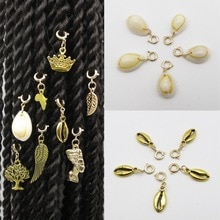 5 stks/pak shell boom DIY Charms haar vlecht dread dreadlock kralen clips manchetten ringen Gouden Sluitingen Sieraden dreadlock accessoires