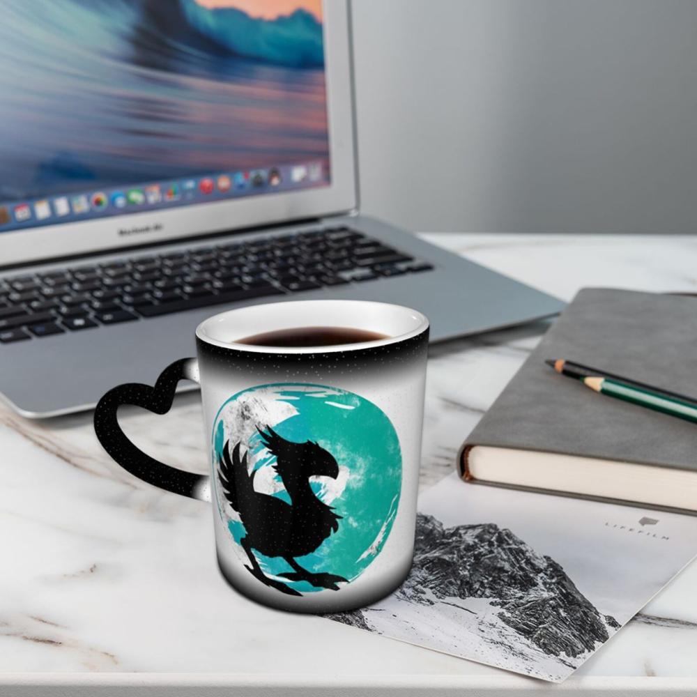 Final-Fantasy's-Chocobo Silhouette Wark At The Moon coffee K mugs glass cups tazas set disposable solo holder donut double wall