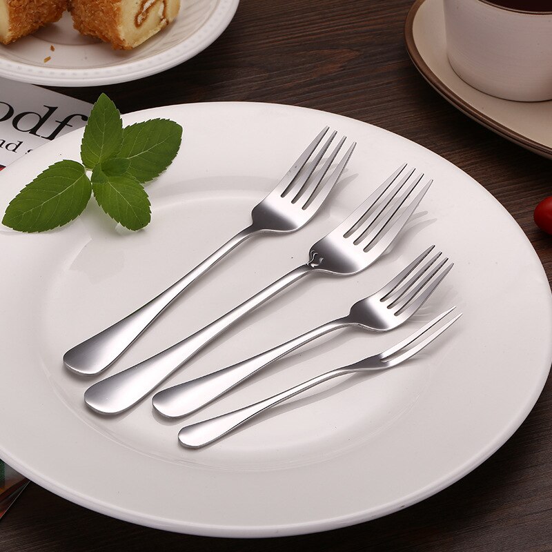 6pcs Dinner Fork Stainless Steel Dessert Fruit Forks Cake Salad Fork set Silver Dinnerware Kitchen Cutlery Silverware 5 size
