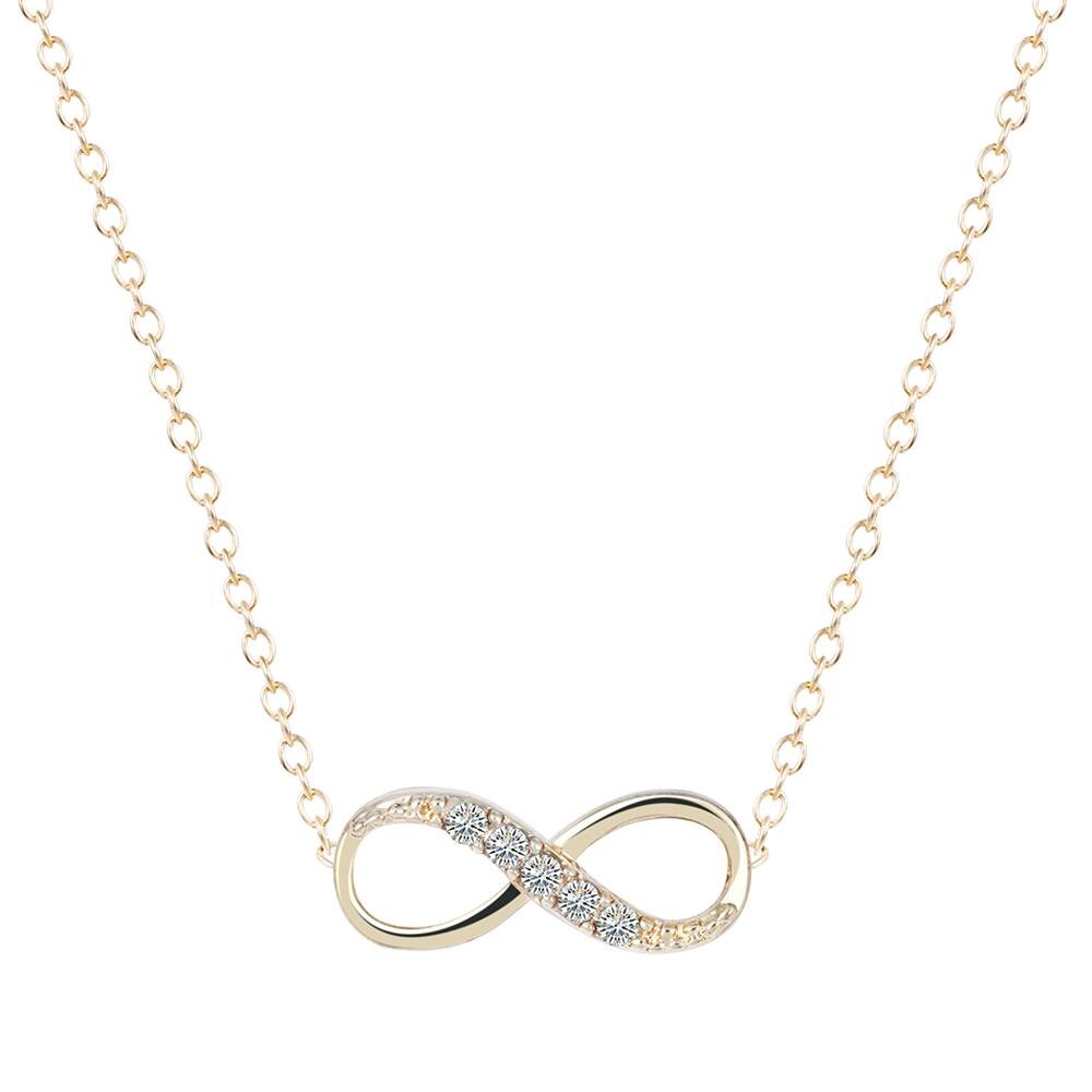 Chereda Gold Silver Plated Tiny Infinity Pendant Necklace Lovely Promise Symbol Charm for Women Best Necklaces: Gold Color