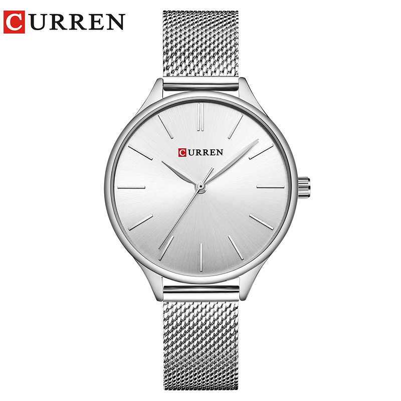 CURREN – montre-Bracelet à Quartz pour femmes, tendance, Style Simple, ,: silver white