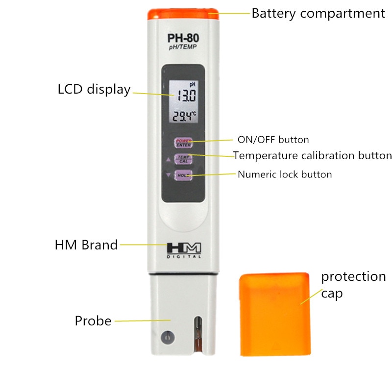 HM Digital PH-80 Waterproof PH Temperature Meter Hydro With Automatic Calibration Function Water PH Tester 40% Off