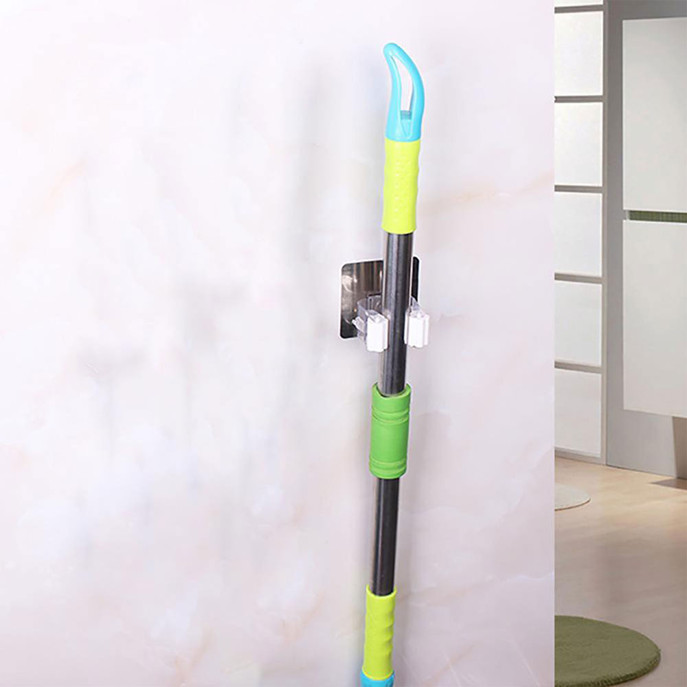 Wall Mounted Hanger Removable Mounted Mop Clip for Tools Shelf for Bathroom Organizer Mop Clamp