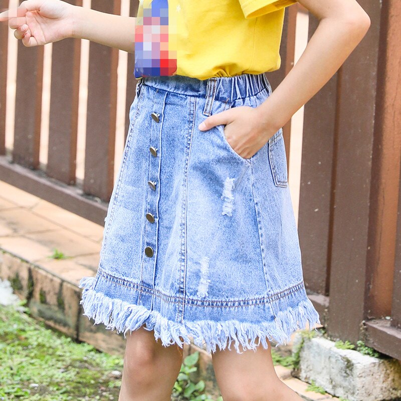 6 Tot 16 Jaar Kids & Tiener Meisjes Zomer Denim Ripped Jeans Rokken Kinderen Casual Rok Kleding