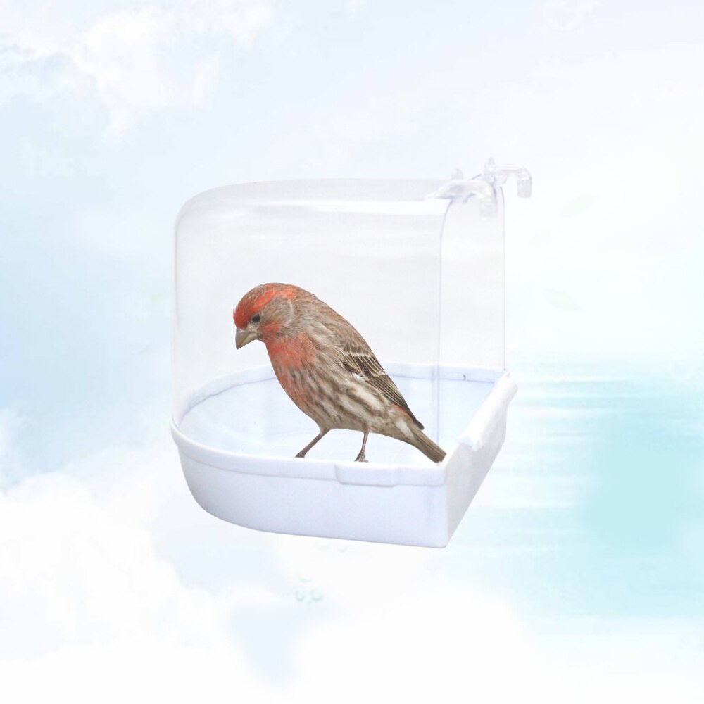 Caged Bird Bath Multi Cage Bird Bath Covered for Small Brids Canary Budgies Parrot (White)