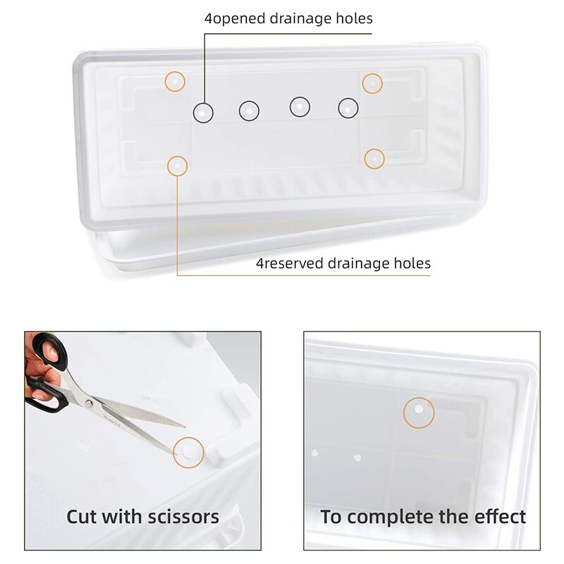 4 Pack Planting Pots with Trays with 20 Plant Labels, Plastic Rectangular Window Frame, Vegetable Planting Container Set