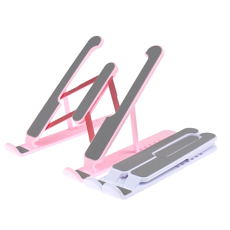 Adjustable Foldable Laptop Stand Fr Desk Portable Notebook Riser Computer Holder: Pink