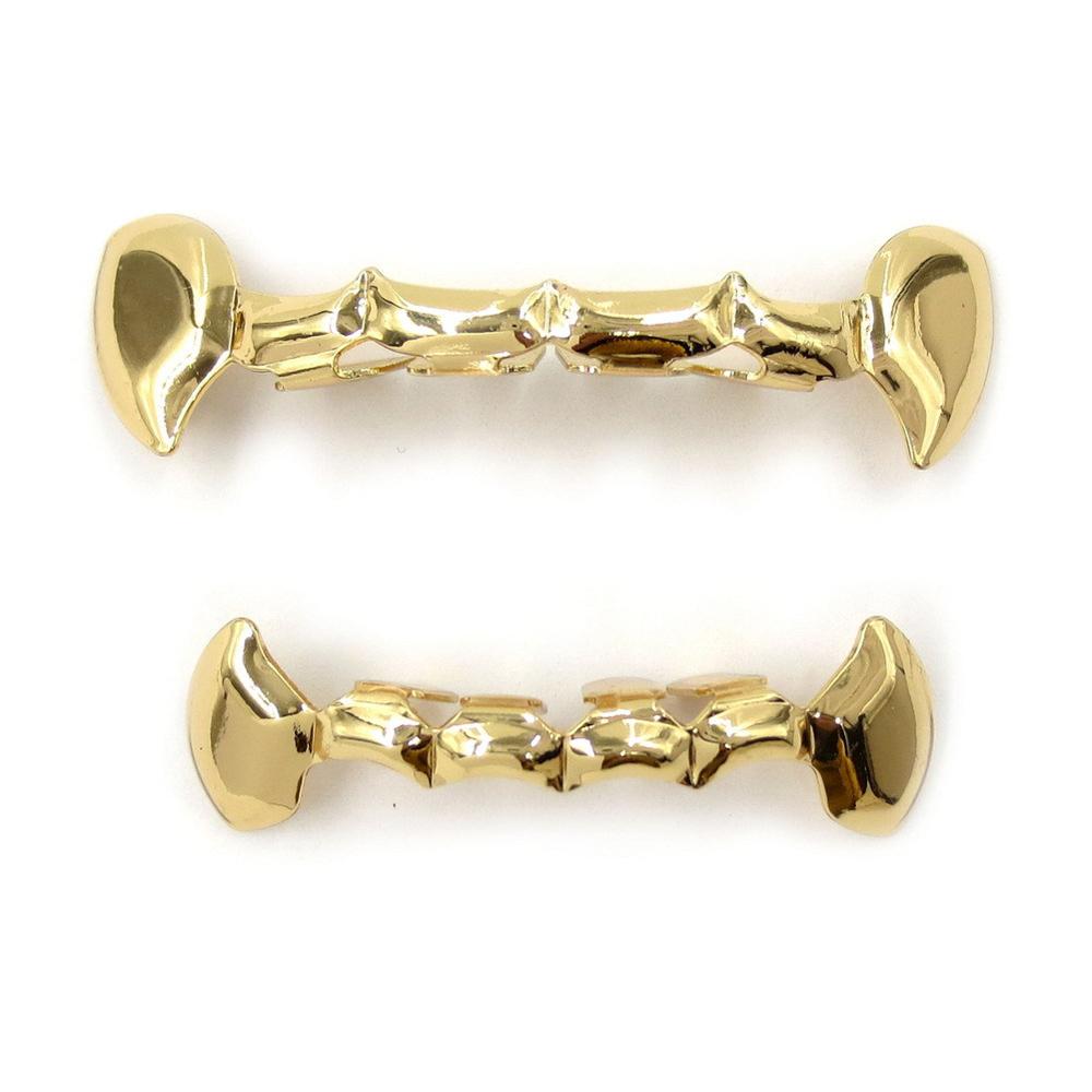 4 kleuren Mannen Hip Hop Tanden Grillz Top & Bottom Vampire Fang Tooth Dental Grills Cosplay Partij Sieraden Rose Goud