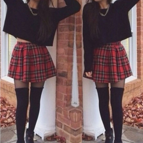 Girl Ladies Women Plaid Skirts Preppy Style Sweet Mini Skirt High Waist Ruffle Pleated Skitrs Women Clothes