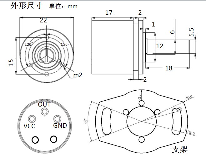 Vinkelsensor magnetisk vinkelsensor hallvinkelsensor 0-360 grader effektiv vattentät