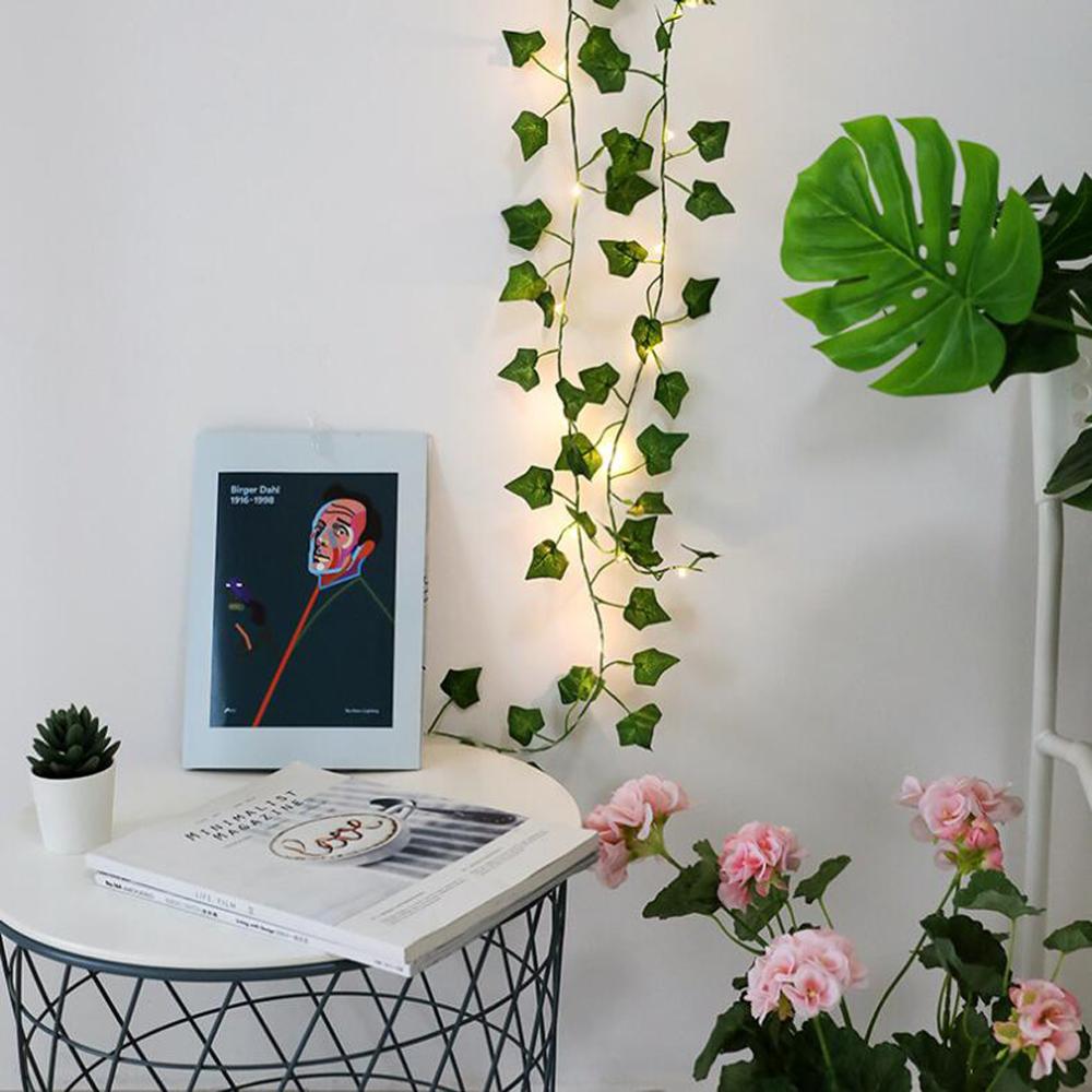 2m/ 20 led kunstige planter streng lys grøn blad efeu vin fe lys streng ahorn blade lampe krans gør-det-selv hængende belysning