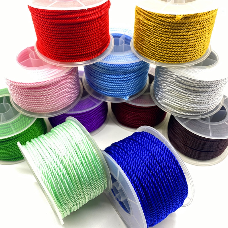 Fil Milan pour bijoux, 5Yards, 3mm, corde tressée à la main, Bracelet, ceinture, chaîne, rouge, pendentif en or