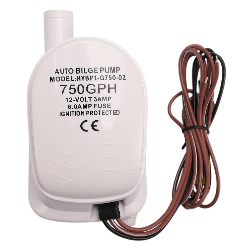 12V 750GPH Marine Submersible Pump Automatic Float Pump with Float Switch Marine / Bait Bin / Fish