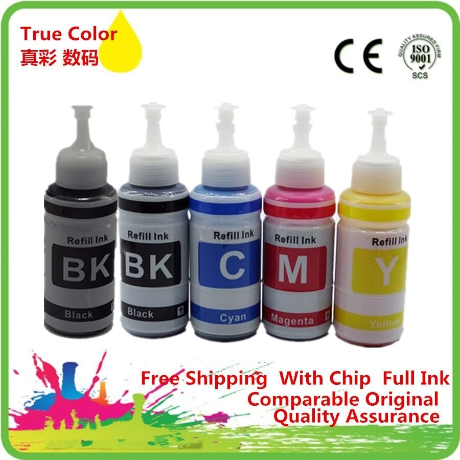 Refill Dye Ink Kit For Epson L800 L801 Printing Inkjet Printer No. T6731/2/3/4/5/6 Use For Refillable Cartridge Ciss: 1SET 1BK 5x70ml