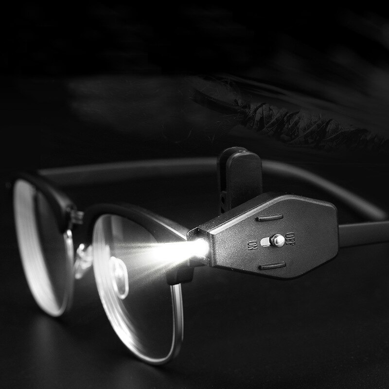 Mini Flashlight Glasses Eyeglass Clip Lantern Adjustable Universal Eyeglasses Lamp Flexible Book Reading Lights with Batteries