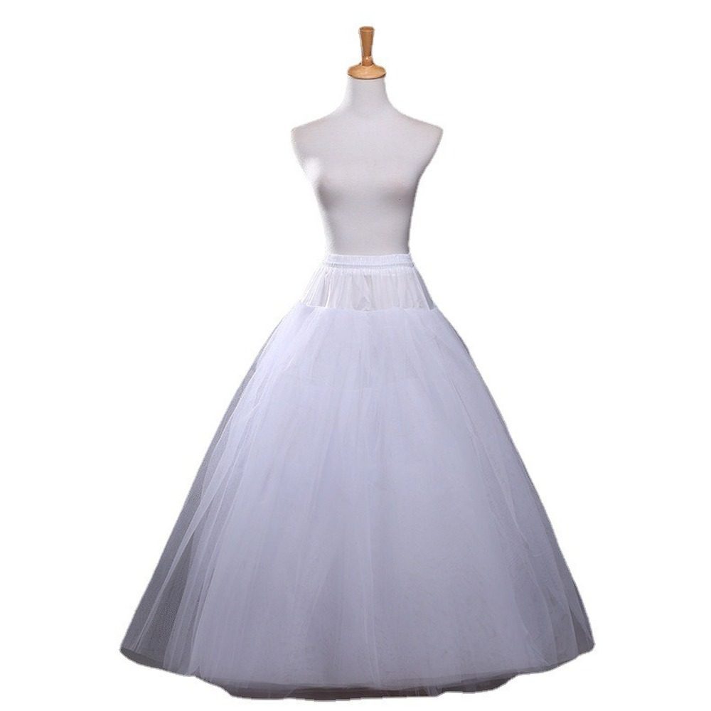Charmingbridal A-line 4 Layer Hoopless Petticoat Crinoline Underskirt Slips for Wedding Dress White puffy petticoat