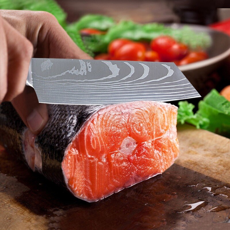 Chef Knife 8Inch Damascus Chef Knife Japanese Knife Stainless Steel Kitchen Tool Santoku Meat Cleaver Kitchen Knife