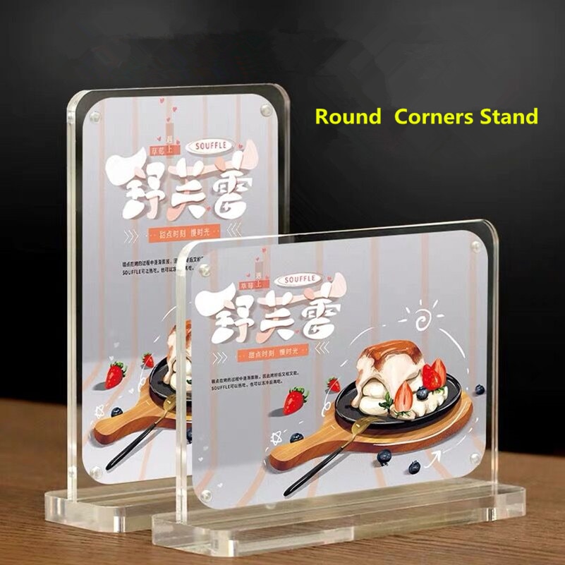A5 148*210mm T Shaped Double Sided Acrylic Paper Card Holder Display Stand Restaurants Menu Holder Stand Frame