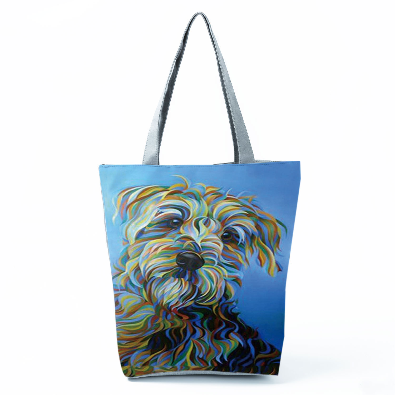 Sac à main en bandoulière de grande capacité pour femme, sac de courses exclusif avec peinture à l'huile, imprimé chien, pour épicerie, Papillon, carlin, Retriever: hl2910 Dog Bag