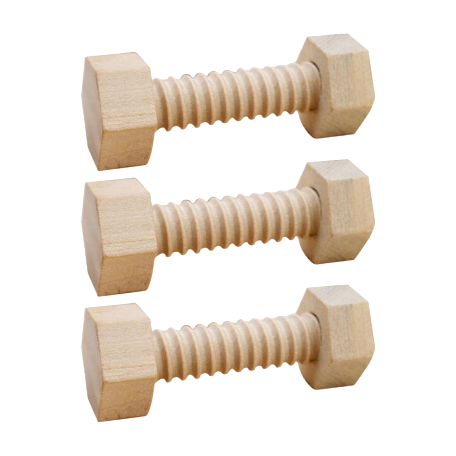 3Pcs Early Education Educational Screw Nut Assembling Unfinished Wooden Toy