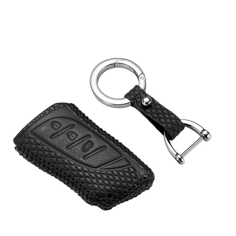 luckeasy car key cover for lexus LC LS ES Case Remote Keys Shell leather key4y: black 3
