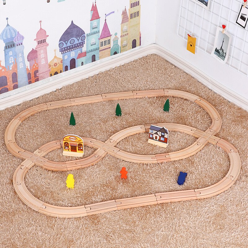 Ferroviarie di legno Giocattolo Semplice Set Per Bambini Giocattoli Compatibile con I Principali di Marca Pista Blocchi di Puzzle Giocattoli Educativi Per I Bambini: 9