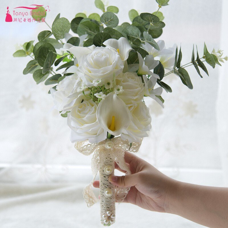 Country Style Artificial Wedding Bouquets For Brides Ivory Beige Bohemian Wedding Flowers Bouquets Bouquet De Mariage D681