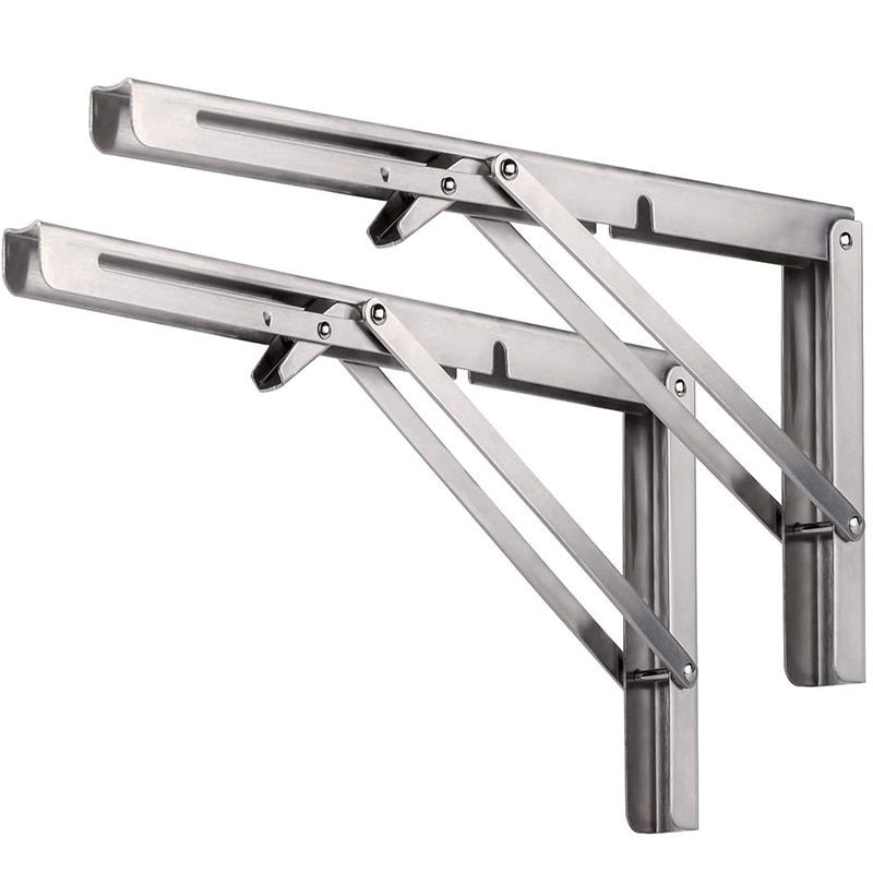 Folding Shelf Brackets, Heavy Duty Stainless Steel Foldable Wall Mount Shelf-Bracket, Suitable for DIY Various Space-Saving Work: Default Title