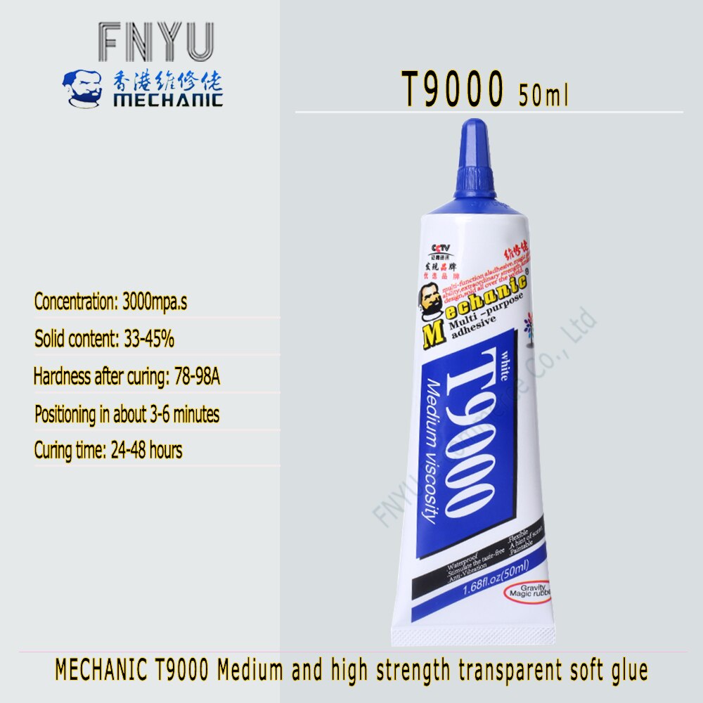Mekaniker  t9000 50ml skjermreparasjon hvit lim krøllekant vippeskjerm midtramme punkt bor nål plugg nål lim