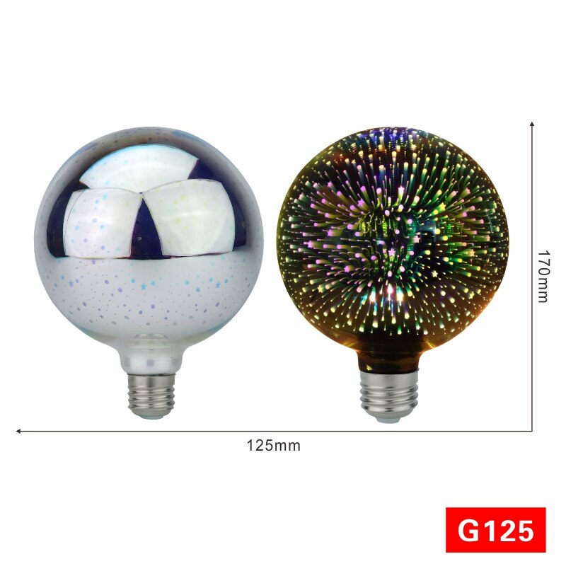 Bombilla Led decoración 3D bombilla 220V ST64 G95 G80 G125 A60 E27 luces navideñas novedad Lamparas: G125