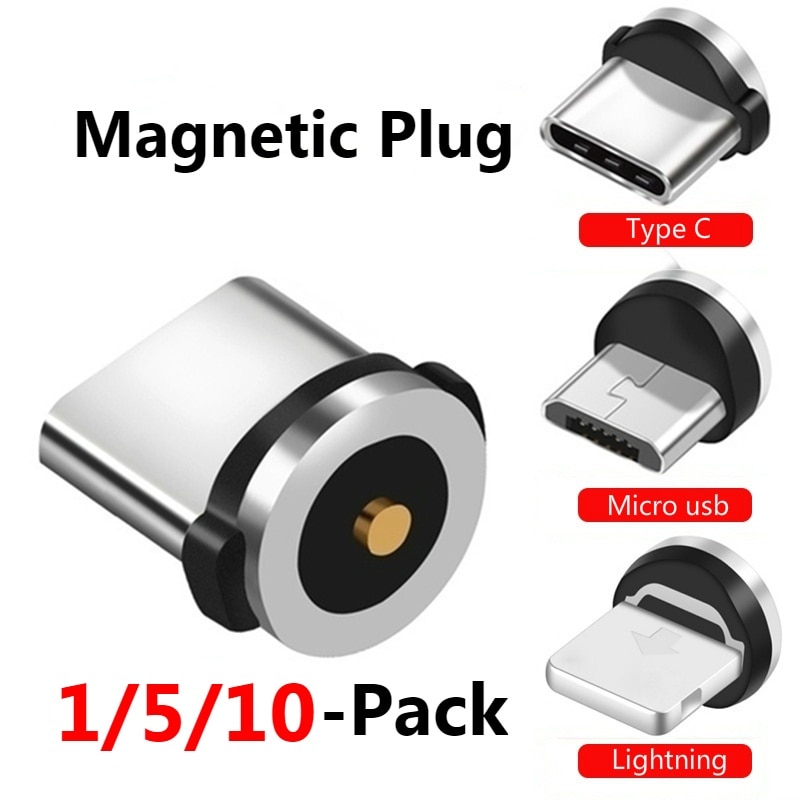 1/3/10Pcs Ronde Magnetische Kabel Plug Type C Micro Usb C 8 Pin Stekkers Snelle Opladen adapter Telefoon Microusb Type-C Magneet Plug