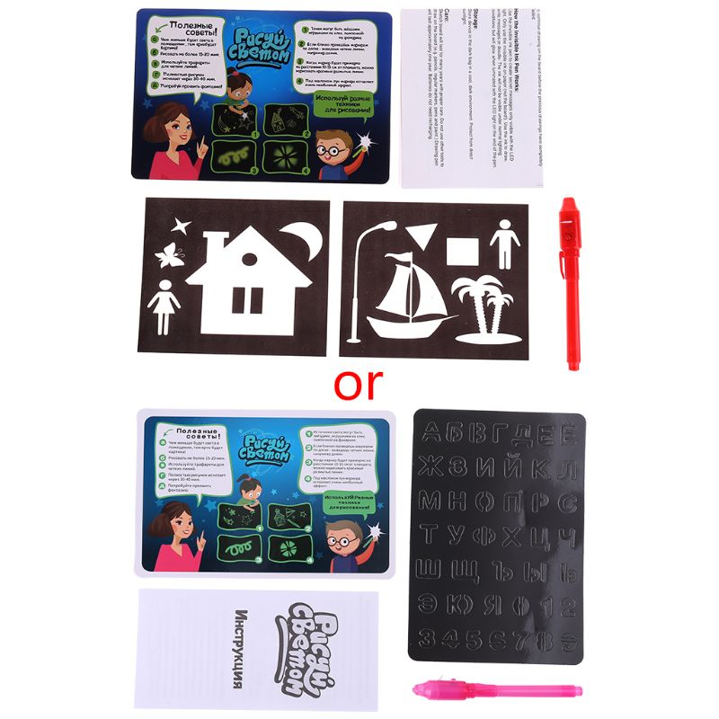 Bambini Fluorescente Tavolo da disegno Magico Disegnare con la Luce Divertimento Lo Sviluppo di Regalo Del Giocattolo: A5-blu