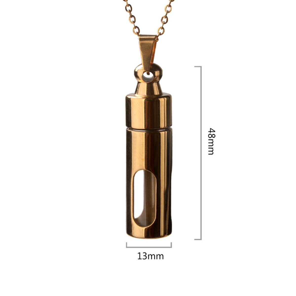 Colgante collar de hombre, urna de ceniza, cremación conmemorativa, contenedor de vidrio de acero inoxidable