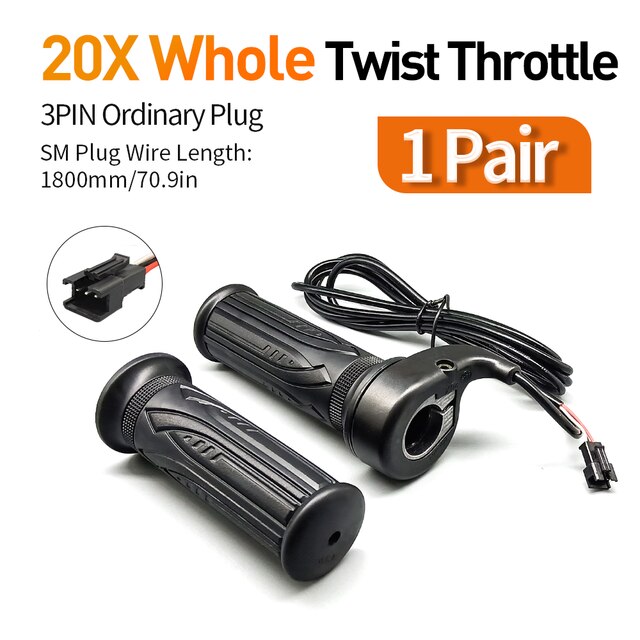 WUXING 20X Full Twist Throttle E-Bike Right Handle Throttle 24V 36V 48V 60V 72V Waterproof/SM Connector for Ebike or Escooter: Dark Grey